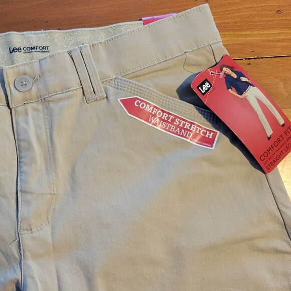 Lee Comfort Fit stretch straight leg pants, "Sahara" tan, size Misses 12 Long - Picture 4 of 15